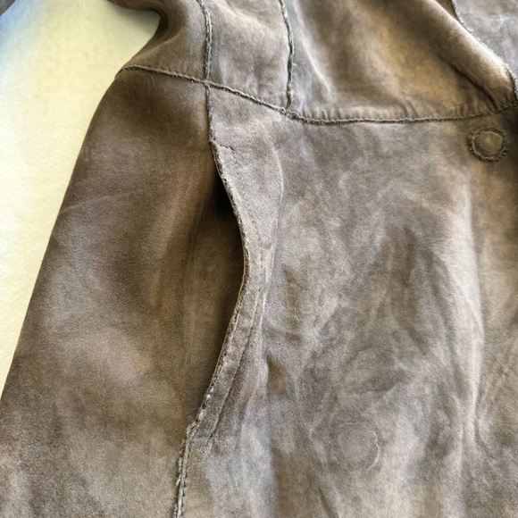 Gimo’s Suede Leather Shearling Brown Coat Size S - Picture 10 of 12